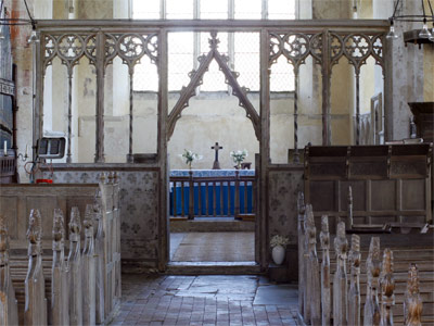 Rood screen in the church at Thompson, near Thetford, Norfolk